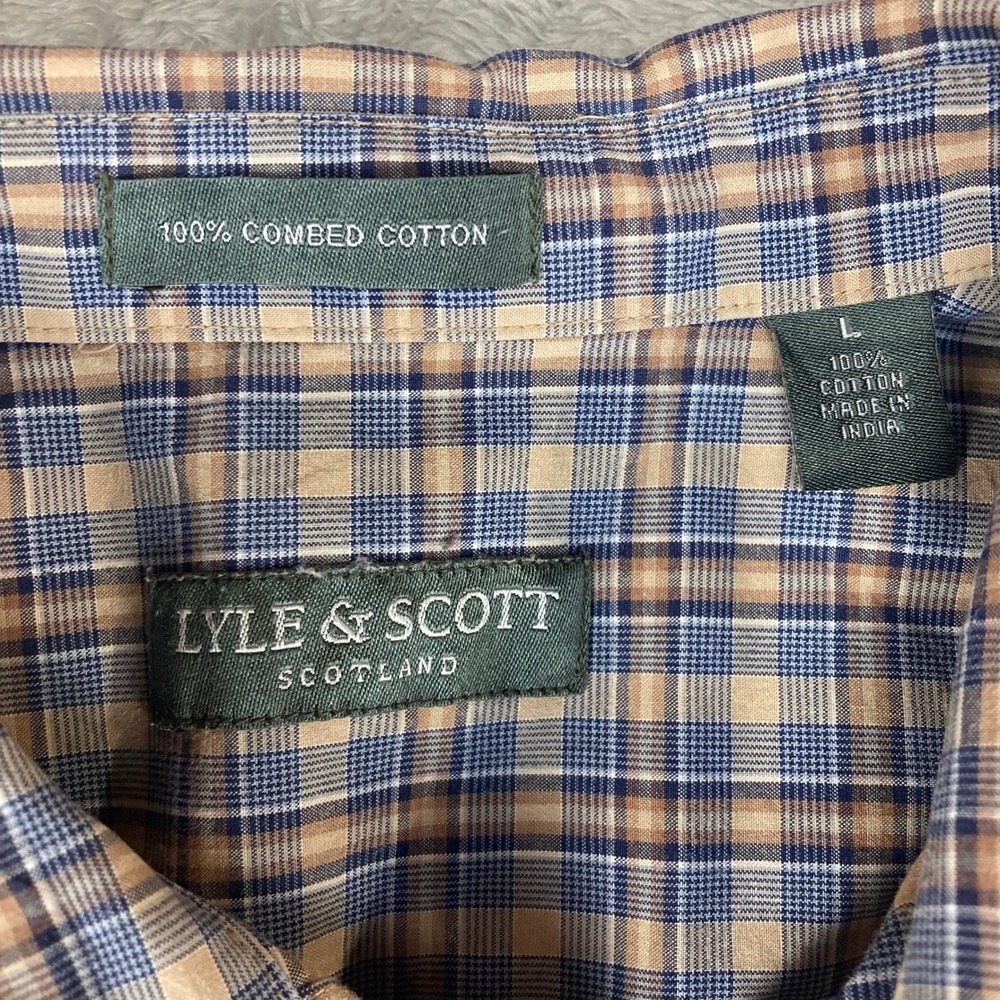 Lyle & Scott Scotland Men's Plaid Button Down Shirt Size L 100% Combed Cotton - Picture 8 of 10